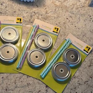 MASON JAR lids w/straws bundle/3 sets of 2